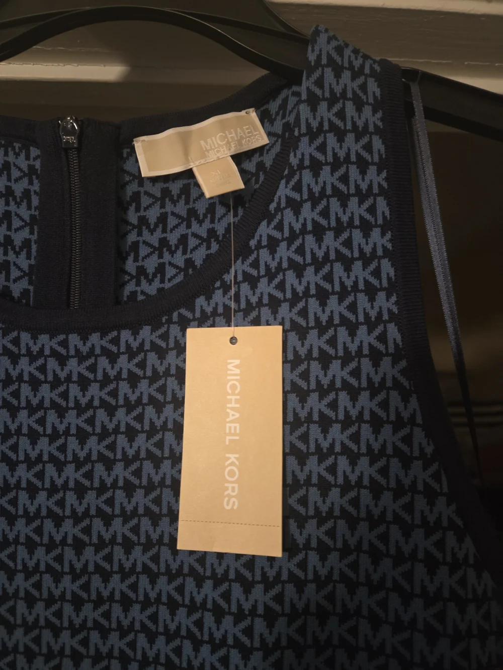 Michael Kors Blue Logo Knit Shift Dress